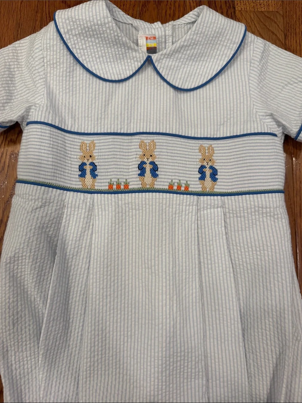 Stellybelly Striped Smocked Peter Rabbit Bubble 2T